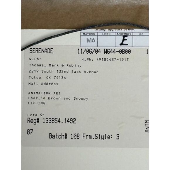 Charlie Brown and Snoopy Animation Art Etching 2005 5" - Picture 3 of 4